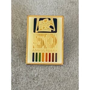 VINTAGE 1980s Enamel 50th Anniversary 20th Century Fox Studios Gold Lapel Pin